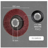 KIT DISCO DE LIXA FLAP ESMERILHADEIRA PARA MADEIRA E METAL MULTIUSO COM ANEL DE REDU��O
