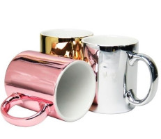 CANECA CERAMICA METALIZADA / CROMADA / ESPELHADA